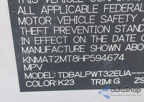 2017 Nissan Rogue S из США, поврежденный, VIN KNMAT2MT8HP594674